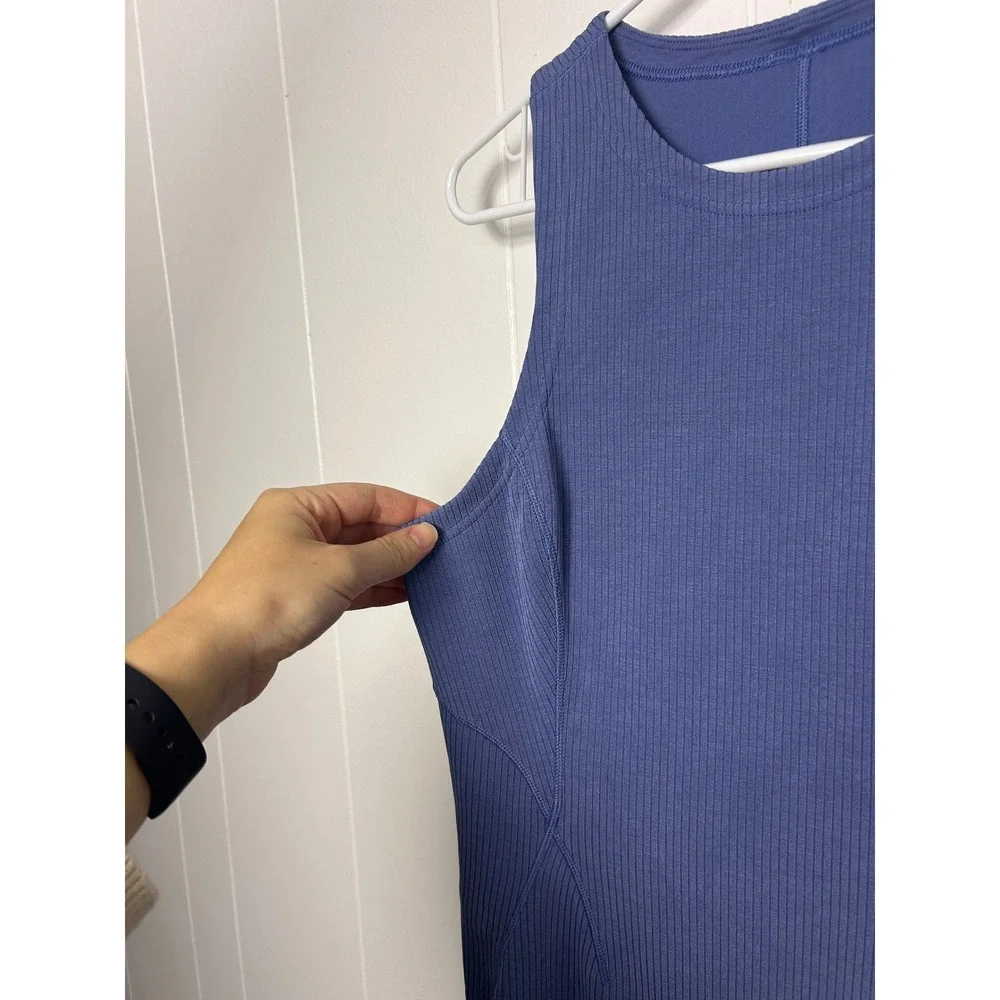 Lululemon Ribbed Softstreme‎ Slim-Fit Tank Dress Oasis Blue size 4 athleisure